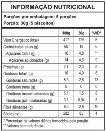 COOKIES INTEGRAIS BAUNILHA COM GOTAS DE CHOCOLATE 120 g - 3 UNIDADES - Imagem 2
