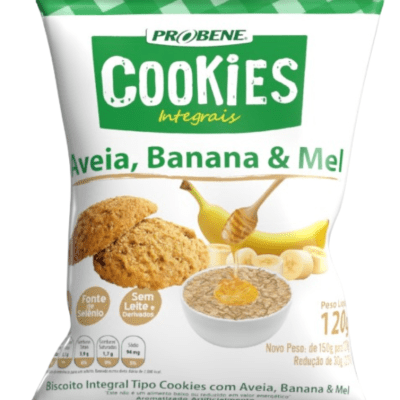 COOKIES INTEGRAIS AVEIA, BANANA E MEL 120 g - 3 UNIDADES