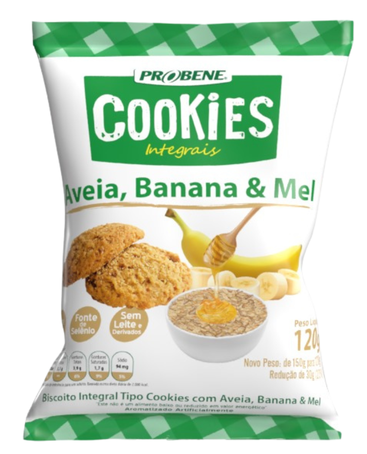 COOKIES INTEGRAIS AVEIA, BANANA E MEL 120 g - 3 UNIDADES
