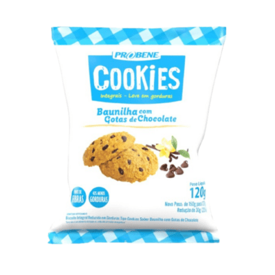 COOKIES INTEGRAIS BAUNILHA COM GOTAS DE CHOCOLATE 120 g - 3 UNIDADES