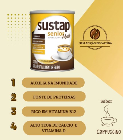 SUSTAP SENIOR MAIS ZERO LACTOSE SABOR DE CAPPUCCINO 370 g - Imagem 3