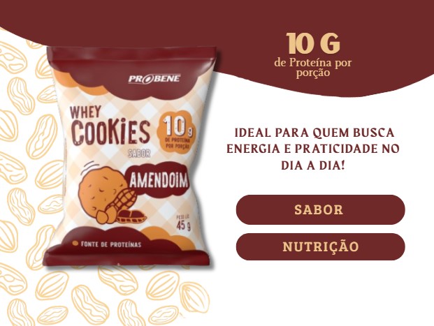 KIT WHEY COOKIES SABOR AMENDOIM 45 g - 10 unidades - Imagem 3